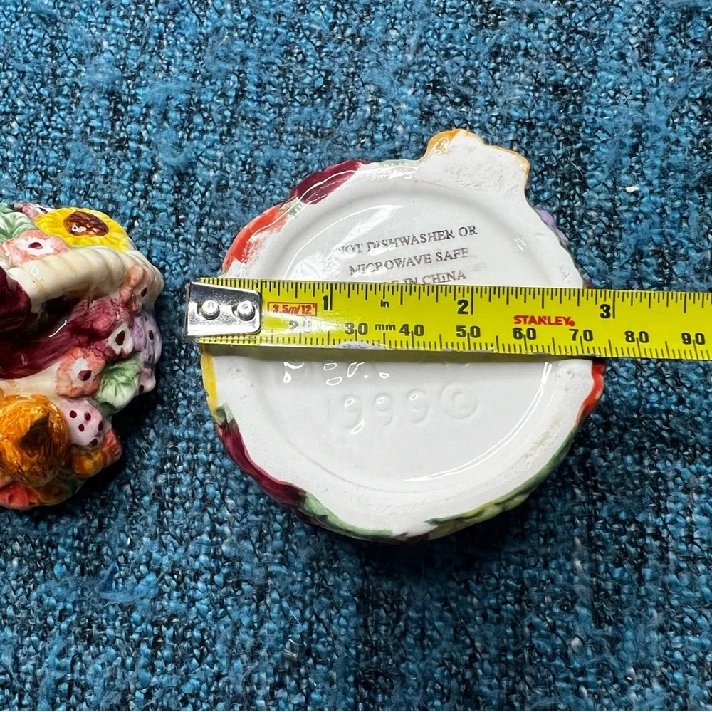 Vintage Merc Asia 1999 Garden Party Ceramic Sugar Dish Bunny Rabbit Floral